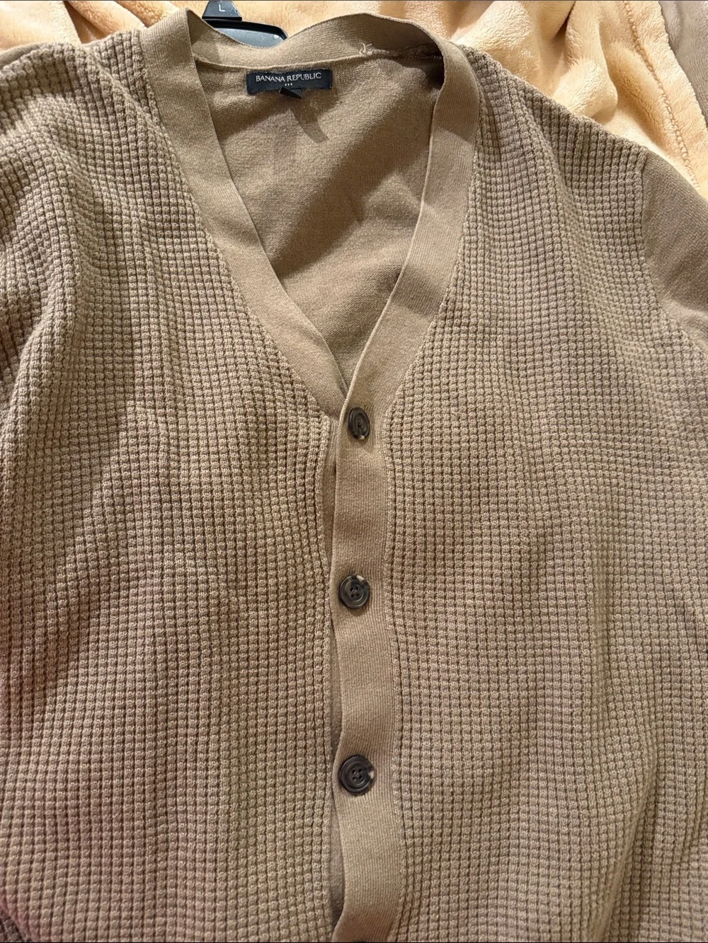 Banana Republic Green and Camel Waffle Knit Cardigans
